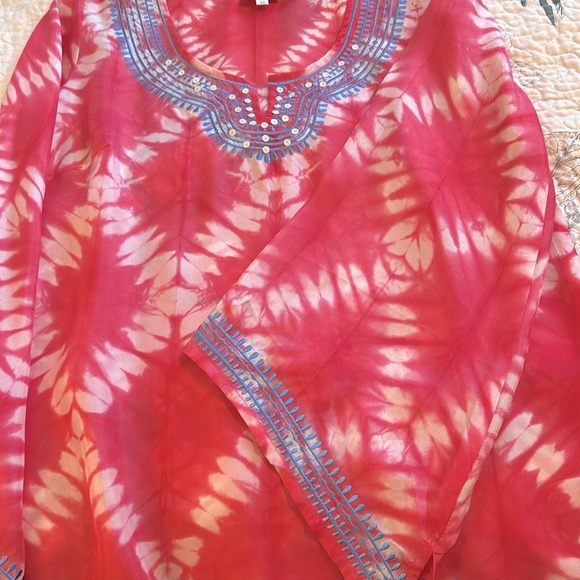 DG2 By Diane Gilman Boho Pink Silk Top Size XS Excellent Condition - Picture 6 of 6